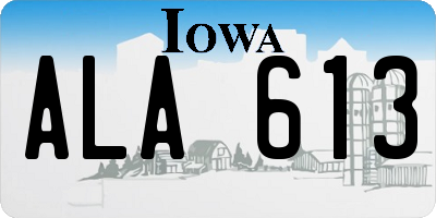 IA license plate ALA613