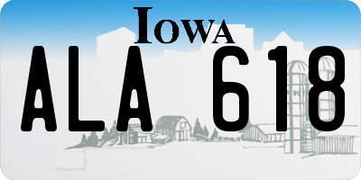 IA license plate ALA618