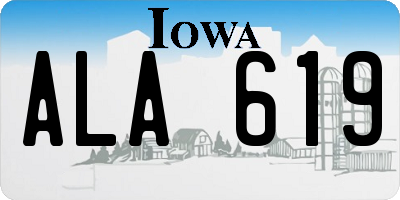 IA license plate ALA619
