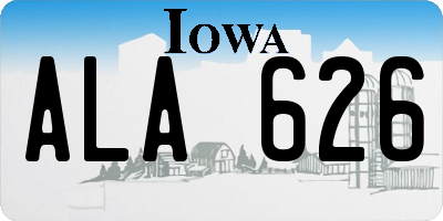 IA license plate ALA626