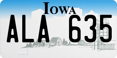 IA license plate ALA635