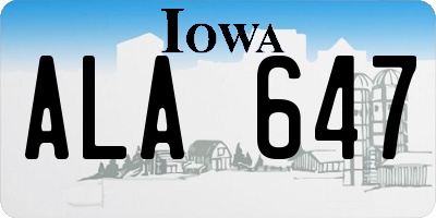 IA license plate ALA647