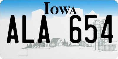 IA license plate ALA654