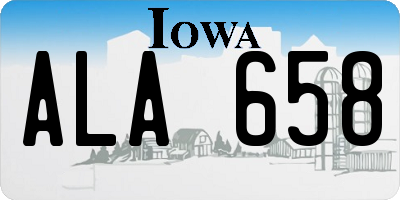 IA license plate ALA658
