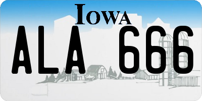 IA license plate ALA666