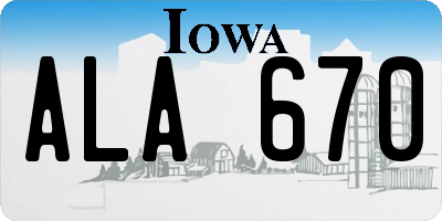 IA license plate ALA670