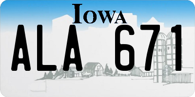 IA license plate ALA671