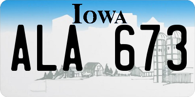 IA license plate ALA673