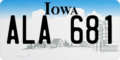 IA license plate ALA681
