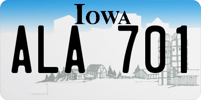 IA license plate ALA701