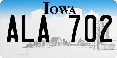 IA license plate ALA702