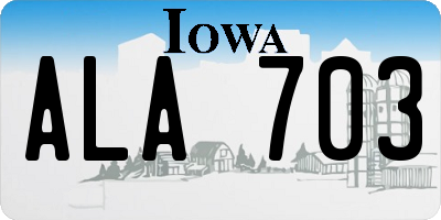 IA license plate ALA703