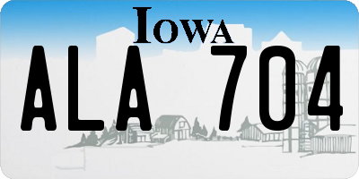 IA license plate ALA704