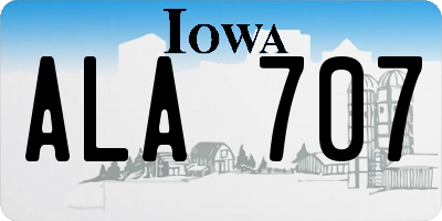 IA license plate ALA707