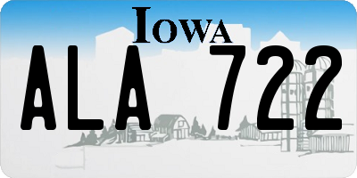 IA license plate ALA722