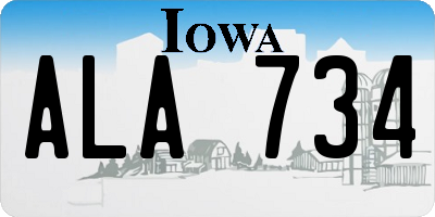 IA license plate ALA734