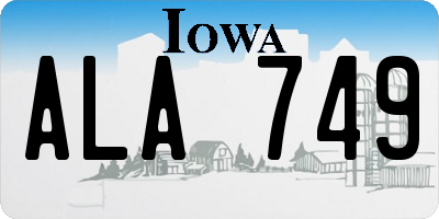 IA license plate ALA749