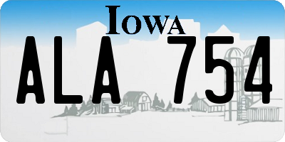 IA license plate ALA754