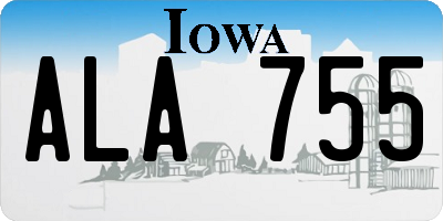 IA license plate ALA755