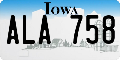 IA license plate ALA758