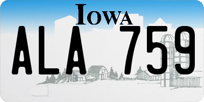 IA license plate ALA759