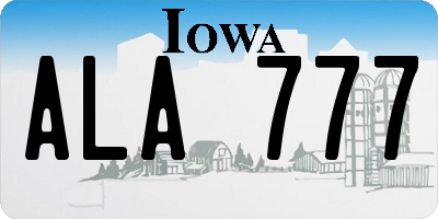 IA license plate ALA777