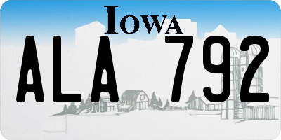 IA license plate ALA792