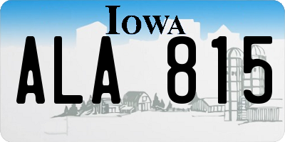 IA license plate ALA815