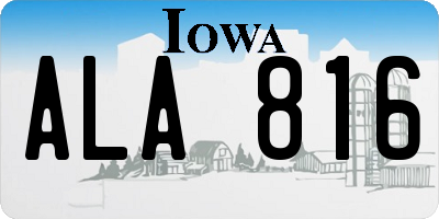IA license plate ALA816