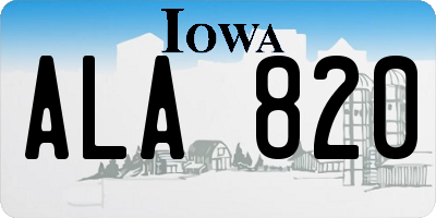 IA license plate ALA820