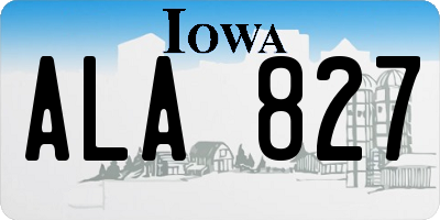 IA license plate ALA827
