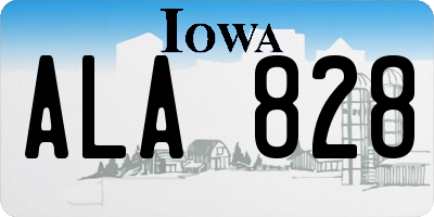 IA license plate ALA828