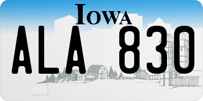 IA license plate ALA830