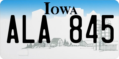 IA license plate ALA845