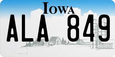 IA license plate ALA849
