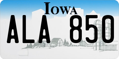 IA license plate ALA850