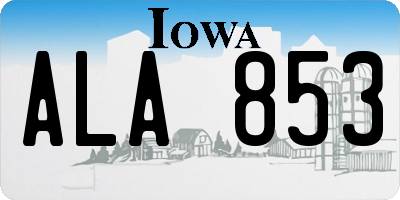 IA license plate ALA853