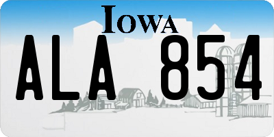 IA license plate ALA854