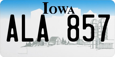 IA license plate ALA857