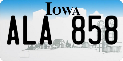 IA license plate ALA858