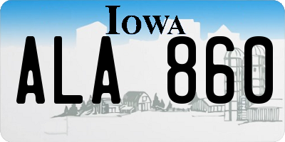 IA license plate ALA860
