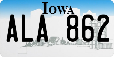 IA license plate ALA862
