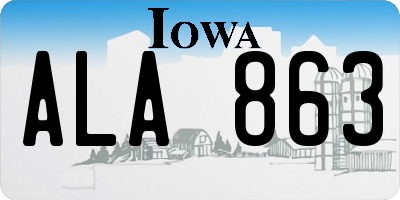IA license plate ALA863