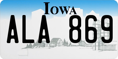 IA license plate ALA869
