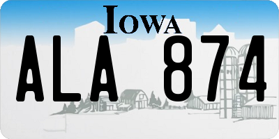 IA license plate ALA874