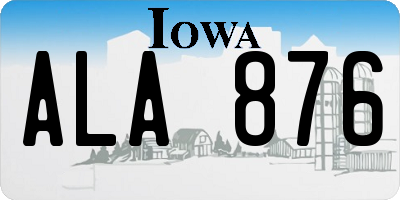 IA license plate ALA876