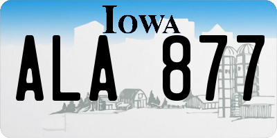 IA license plate ALA877