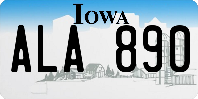 IA license plate ALA890