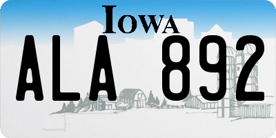 IA license plate ALA892