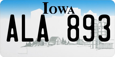 IA license plate ALA893